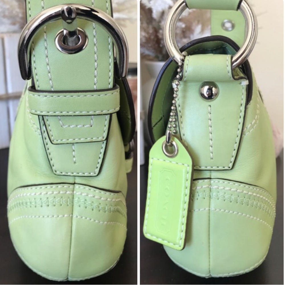 Coach Vintage Soho Buckle Flap Leather Shoulder Bag, 2006 Y2K, Lime Green, 10577 - Picture 9 of 16